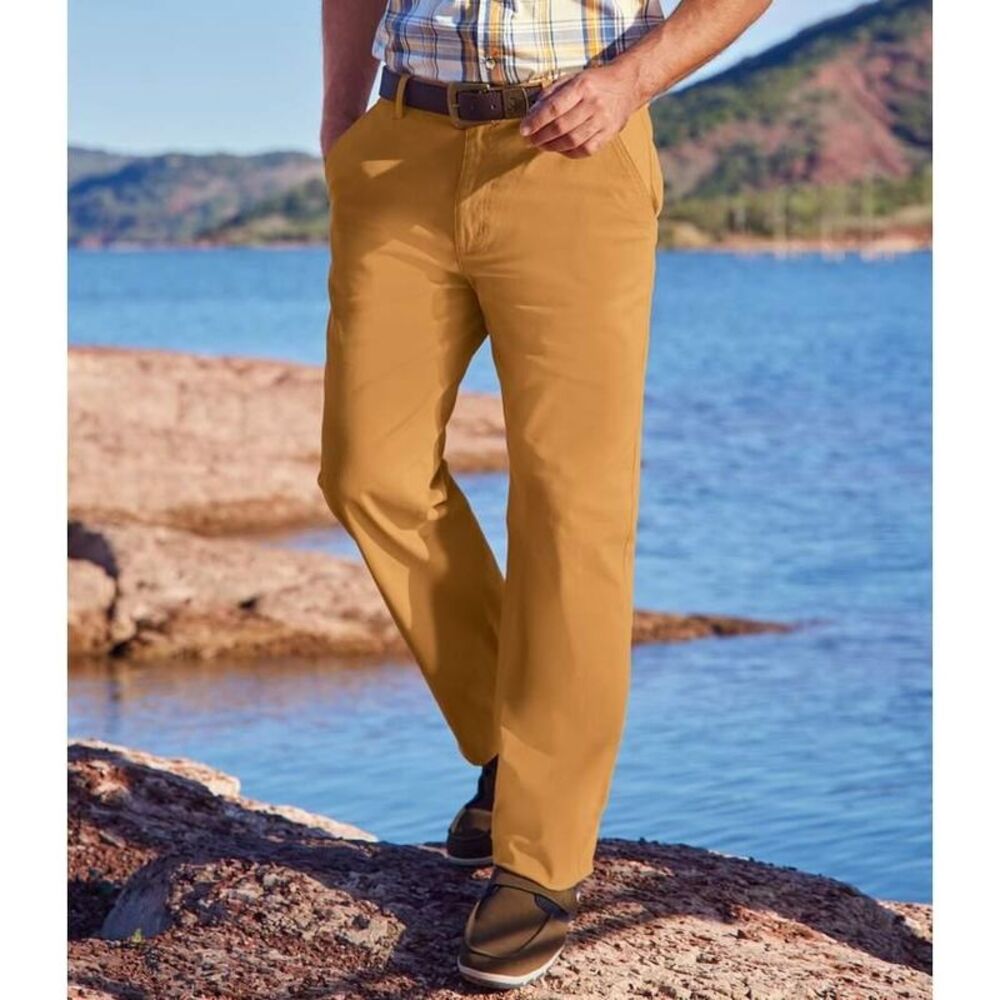 Atlas For Men Mens Stretch Plain Chinos / Ochre